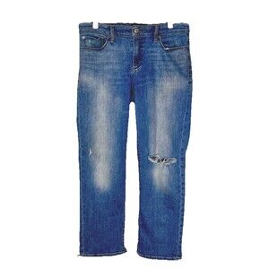 Lucky Brand Jeans Womens Sun Faded Distressed Sweet Jean Crop Denim- Size 12/34